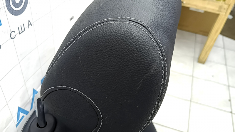 Mercedes GLC 16-22 passenger seat with airbag, electric, heated, black leather, gray stitching, scratches, dented headrest