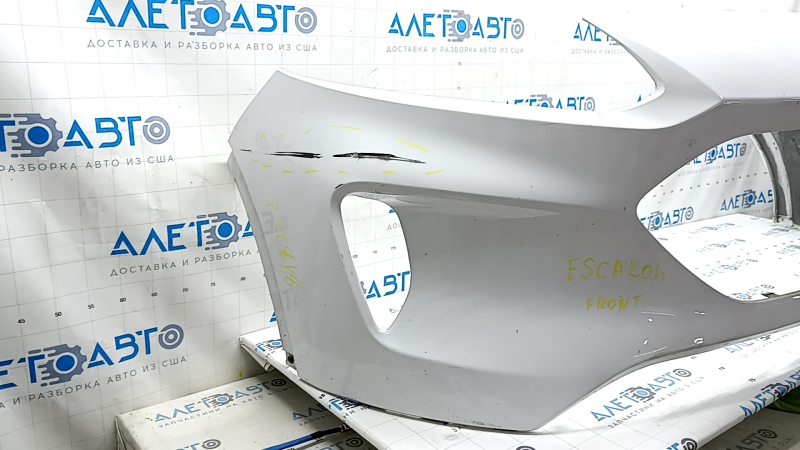 Front bumper, bare, Ford Escape MK4 20-22, without parking sensors, white YZ, deep scratches