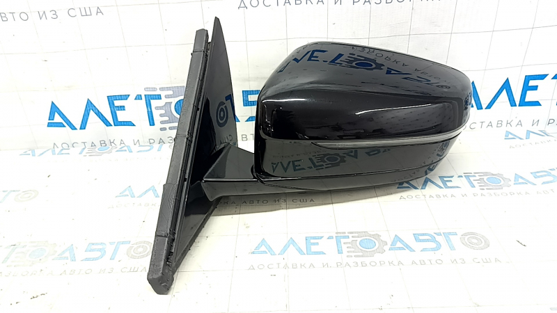 Left side mirror assembly for BMW 5 G30 17-23, 5 pins, BSM, heated, turn signal, auto-dimming, black (668)