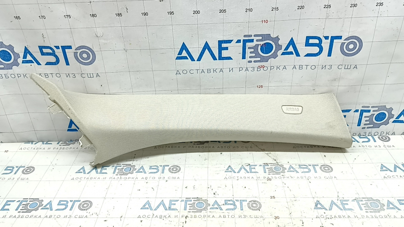 BMW X7 G07 19-25 Elfenbein-Weiss right upper front pillar trim, with plug, dent, needs cleaning