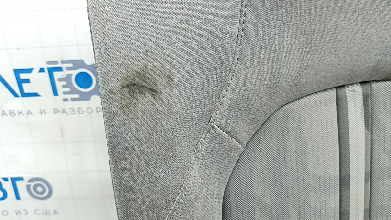 Rear seat, 2nd row, upper left side, Hyundai Sonata 20-22, gray cloth, dent, needs cleaning