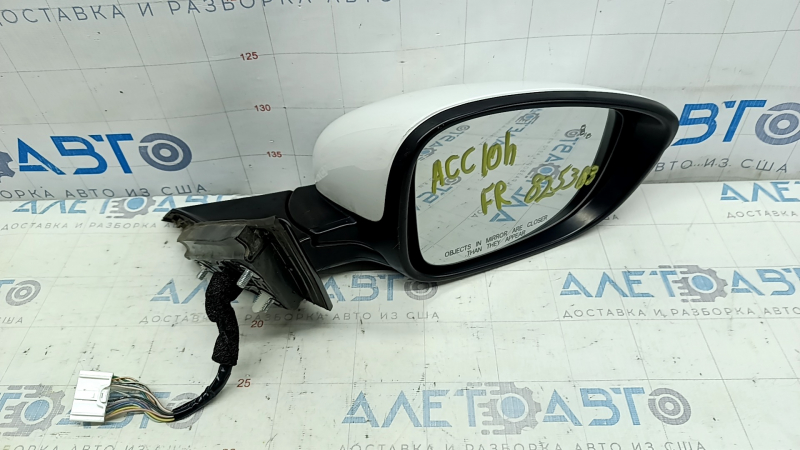 Right side mirror assembly for Honda Accord 18-22, 12-pin BSM, heated, turn signal, white, scratches