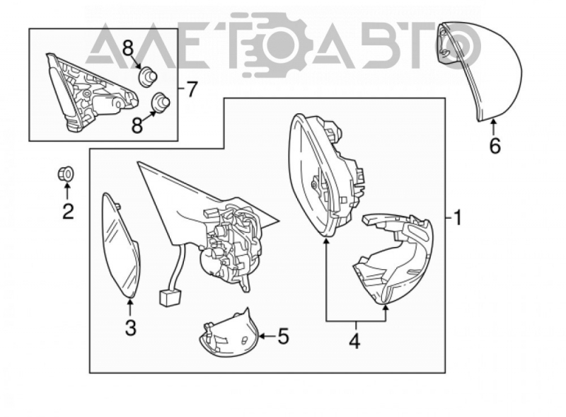 Right side mirror assembly for Honda Accord 18-22, 12-pin BSM, heated, turn signal, white, scratches