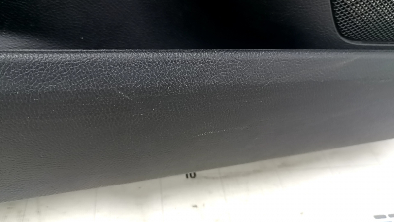 Front left door panel for Ford Fusion mk5 17-20, black with black insert, cloth, leather armrest, gray molding, with handle, scratches