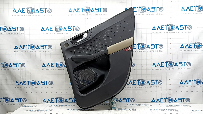 Black rear right door panel for Ford Escape MK4 20-22, beige leather armrest, with handle, scuffs, scratches