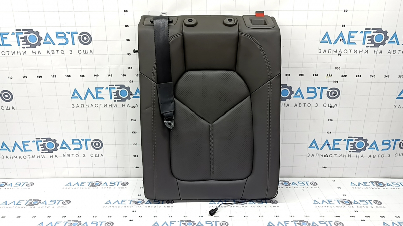 Left rear seat backrest for Porsche Macan 15-18, achatgrau grey leather, heated, with black seat belt, perforation, scratches, dents