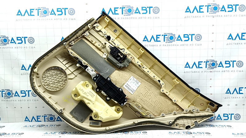 Rear left door panel for Lexus ES300h ES350 13-15 beige with beige leather insert, beige leather armrest, glossy wood molding, with window lift control, with trim, scratch