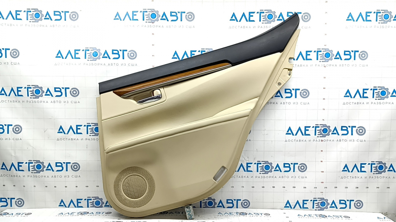 Door trim, rear right card, Lexus ES300h ES350 13-15 beige with beige leather insert, beige leather armrest, glossy wood molding, with window lift control, with trim