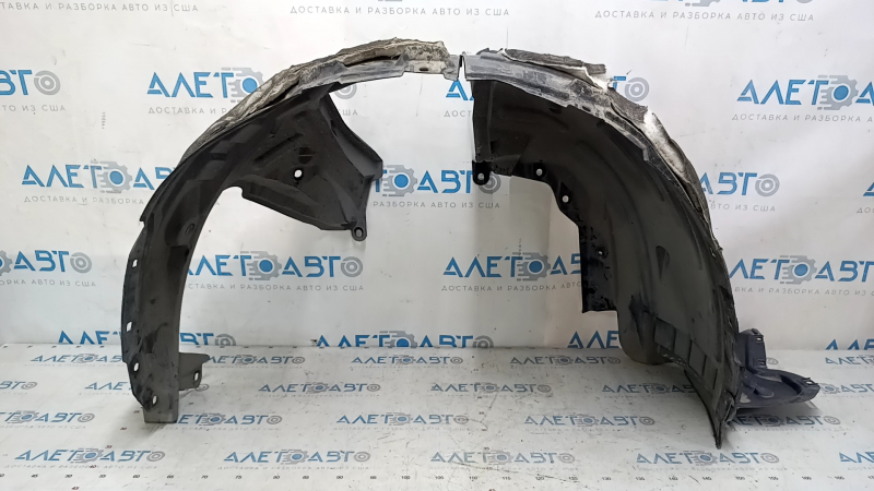 Front right fender liner of Nissan Rogue 14-20 is torn, sound insulation is torn