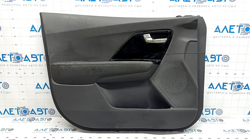 Front left door panel for Kia Niro 17-22, gray, glossy black insert, leather armrest, scratches, needs cleaning