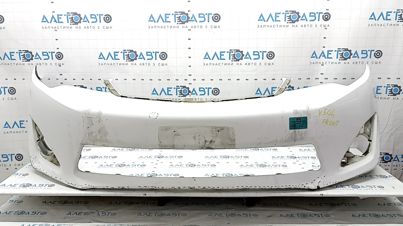 Front bumper, bare, Toyota Camry v50 12-14 USA LE XLE, white, scratches, dented, torn, broken fasteners