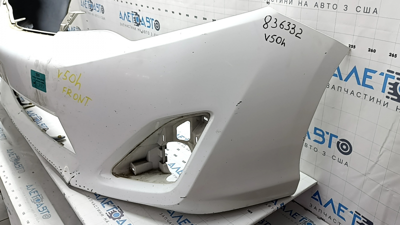 Front bumper, bare, Toyota Camry v50 12-14 USA LE XLE, white, scratches, dented, torn, broken fasteners