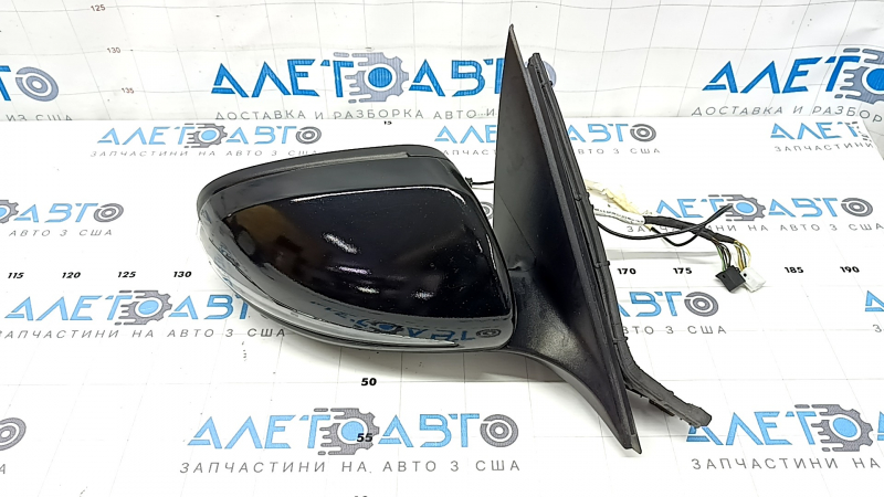 Right side mirror assembly for Mercedes C-class W205 15-18, 8+8+1 pins, turn signal, heated, backlit, BSM, black, scratches