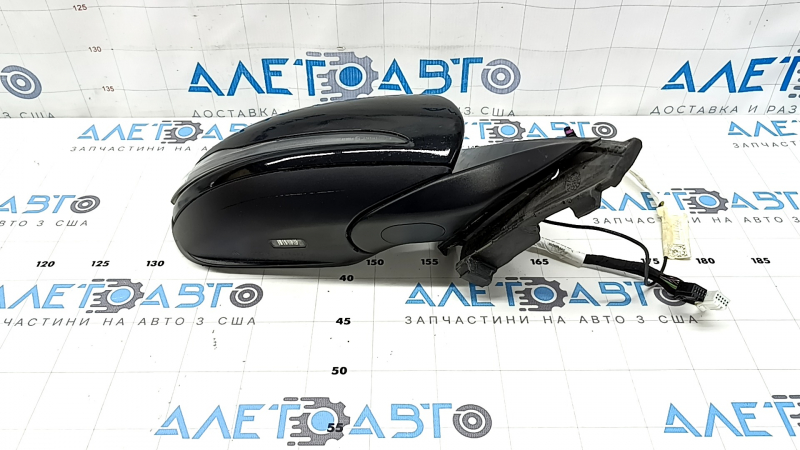 Right side mirror assembly for Mercedes C-class W205 15-18, 8+8+1 pins, turn signal, heated, backlit, BSM, black, scratches