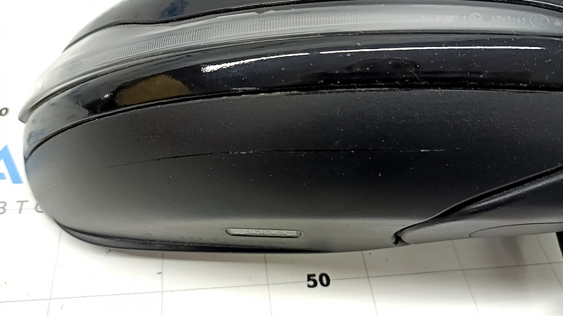 Right side mirror assembly for Mercedes C-class W205 15-18, 8+8+1 pins, turn signal, heated, backlit, BSM, black, scratches