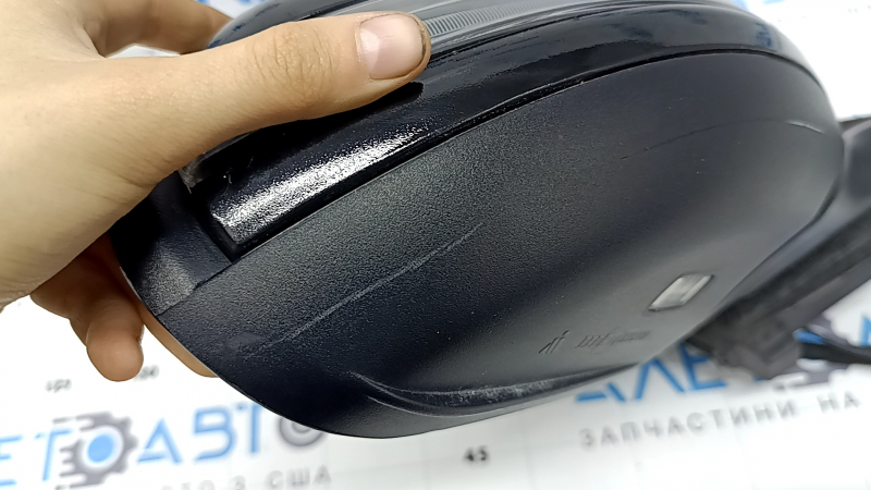 Right side mirror assembly for Mercedes C-class W205 15-18, 8+8+1 pins, turn signal, heated, backlit, BSM, black, scratches