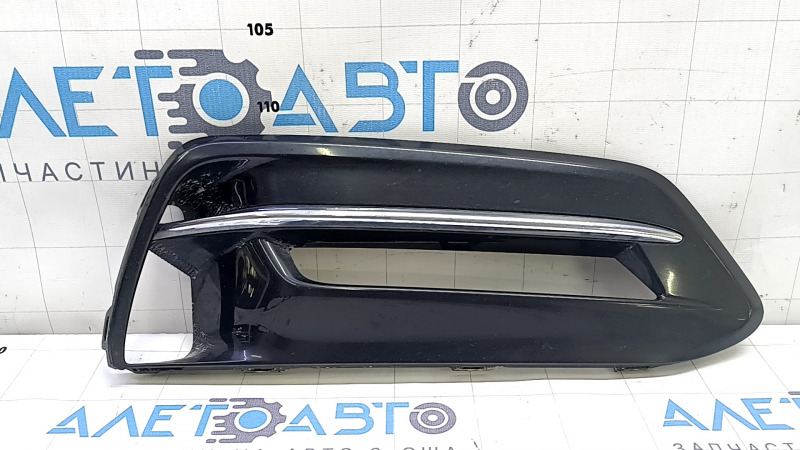 Right bumper grille for Honda Accord 2018-20 hybrid, with fog lights, gloss black, chrome, and sand