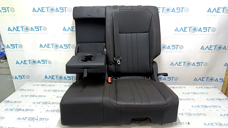 Rear seats, 2nd row, left, VW Tiguan 22-24, black leather, perforated, with belt, dry-cleanable, sooty, dented