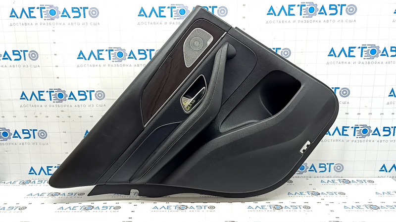 Door trim panel rear left Mercedes W167 GLE 350 450 20-24 black leather, with backlight, black leather armrest, wood insert, Burmester, without curtain, with handle, scratches, dent