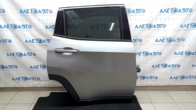 Jeep Compass 17-24 Silver Rear Right Door Assembly, dents, scratches
