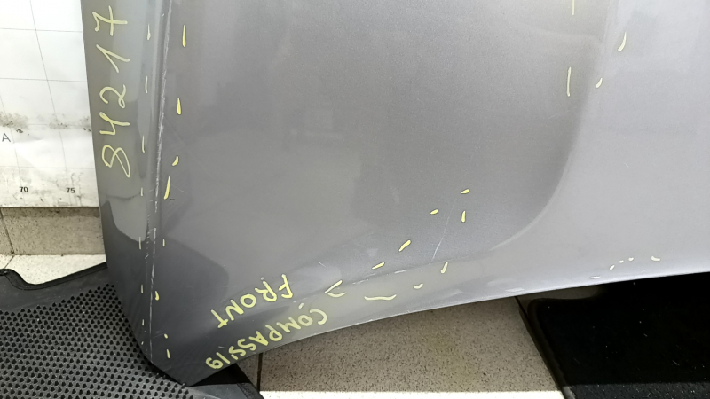 Jeep Compass 17-24 aluminum hood, silver PSC, dents, scratches, painted 0.3-0.45