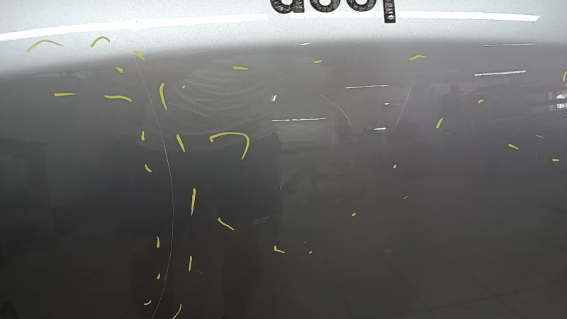 Jeep Compass 17-24 aluminum hood, silver PSC, dents, scratches, painted 0.3-0.45