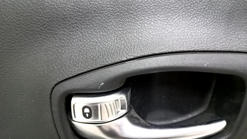 Door trim, rear left, Jeep Compass 17-21, black, with black leather insert, black leather armrest with brown and white stitching, with handle, scratches