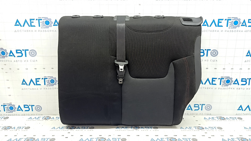 Rear seat backrest, 2nd row, left, Jeep Renegade 15-20, black cloth, Trailhawk, red stitching, with belt, dents