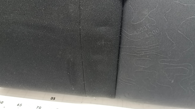 Rear seat backrest, 2nd row, left, Jeep Renegade 15-20, black cloth, Trailhawk, red stitching, with belt, dents