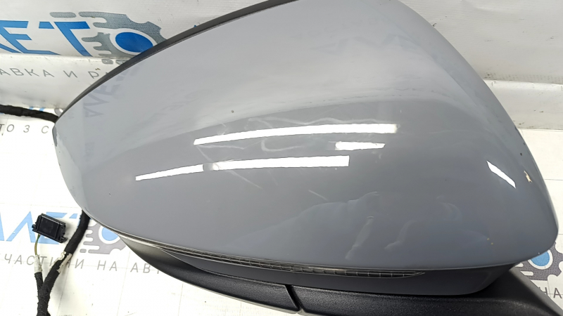 Right side mirror assembly for Volkswagen ID.4 21-22, 12+2 pins, turn signal, backlight, heated, BSM, gray LA7C, scratches