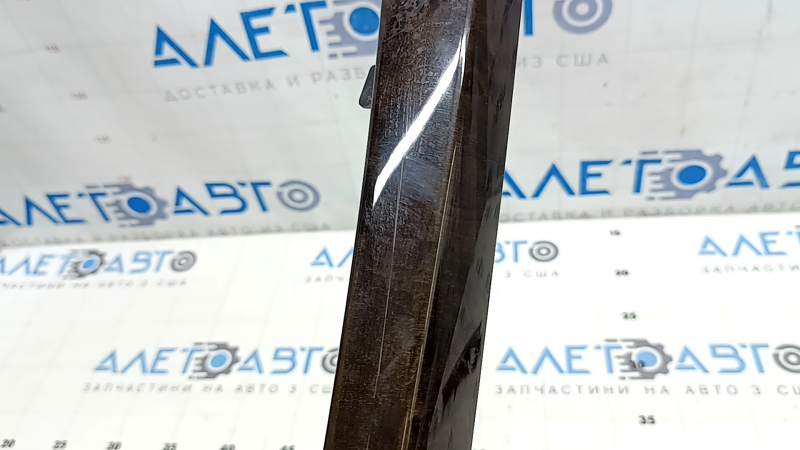 Left side trim panel for center console BMW X5 F15 14-18, poplar wood, scratches, broken mount
