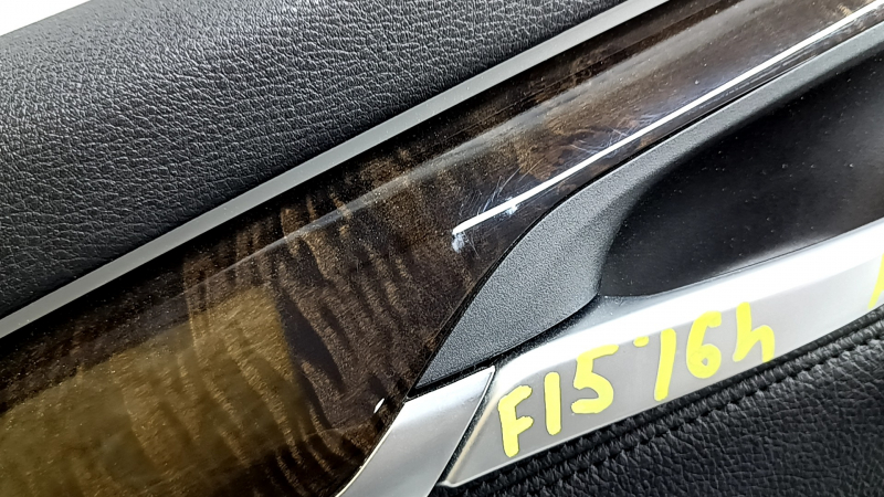 Door trim card rear left BMW X5 F15 14-18 leather black Dakota without curtain, Harman Kardon, insert and armrest black leather, molding under the tree, with illumination and handle, scratches, dents,