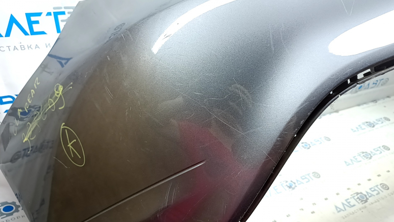 Bare rear bumper Mercedes CLA 14-19 USA, graphite 787, without parking sensors, scratches