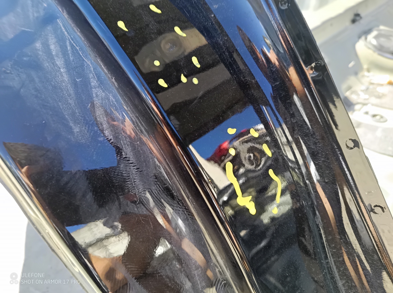 Kia Niro 17-22 HEV, PHEV, rear right quarter wing, on the body, black ABP, dented, bumps