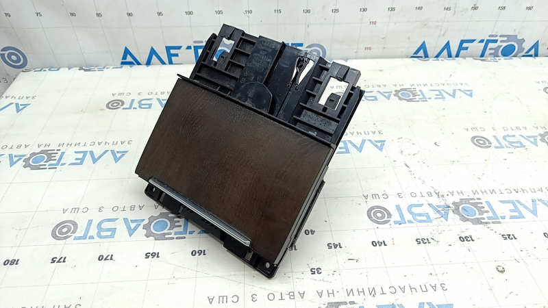 Audi A6 C7 12-18 center console pocket trim, wood grain (brown ash), 3-piece texture, scratches on chrome