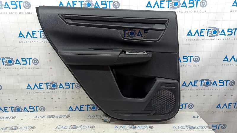 Rear left door panel, Honda CRV 23-25, black leather with orange stitching, Sport, glossy black molding, scratches