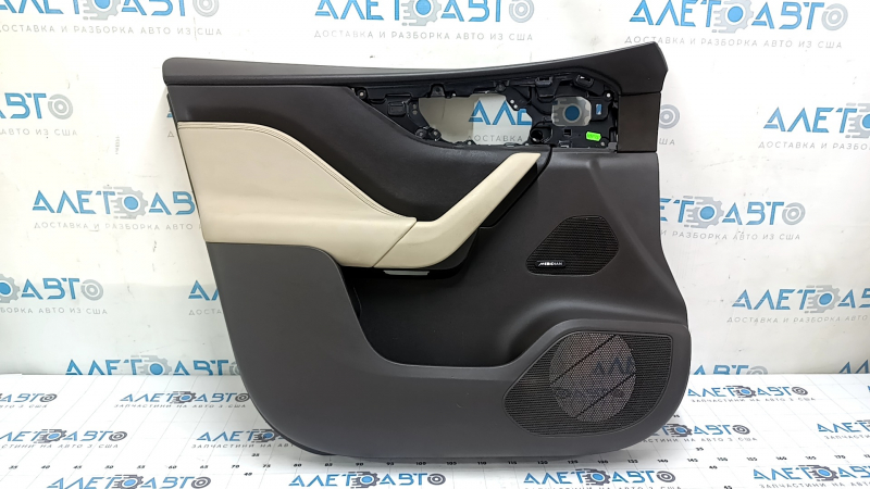 Door trim, front left, Jaguar F-Pace X761 17-20, leather, brown, armrest, beige leather, meridian, without overlays, without handle, scratch