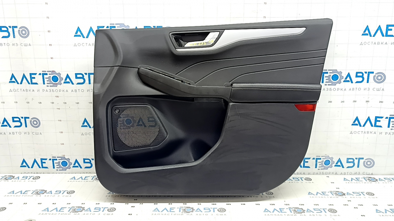 Black front right door panel for Ford Escape MK4 2023-2024, black leather armrest, gray insert, Bang & Olufsen, with handle, scratches, worn