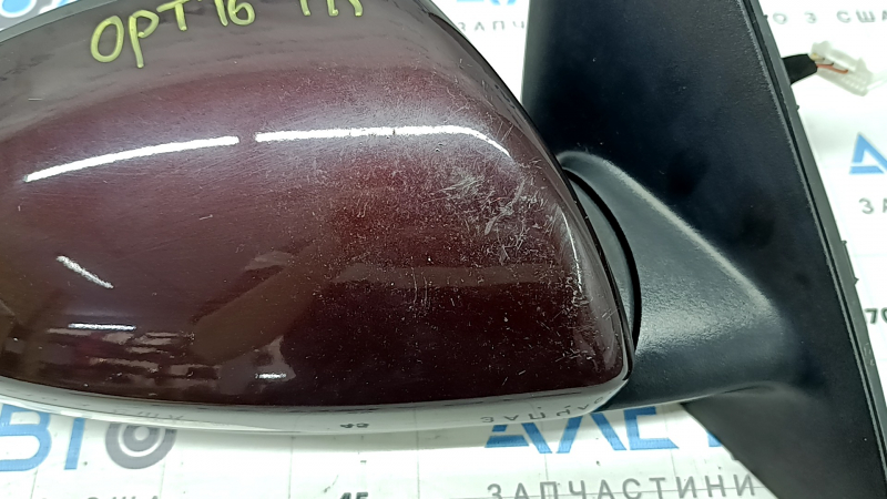 Right side mirror assembly for Kia Optima 16-18, 5 pins, turn signal, burgundy, scratches