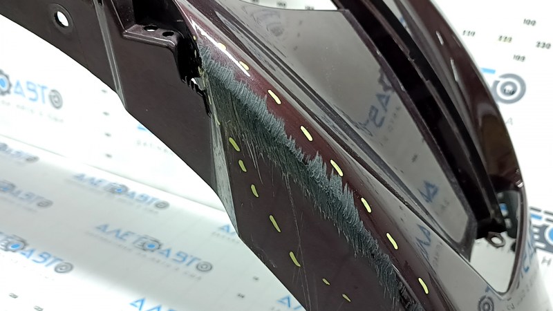 Kia Optima 16-18 USA built bare front bumper, burgundy, broken fasteners, dents, scratches