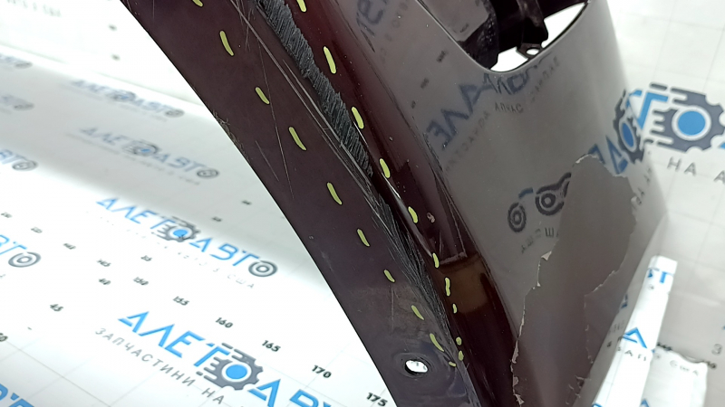 Kia Optima 16-18 USA built bare front bumper, burgundy, broken fasteners, dents, scratches
