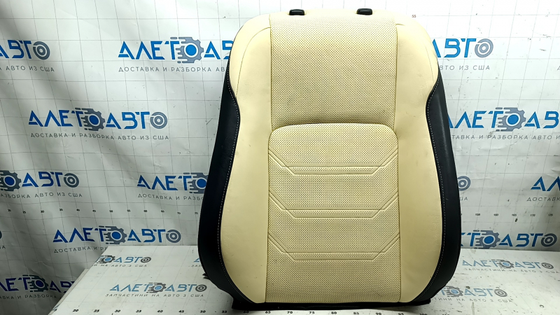 Upper passenger seat trim for Lexus NX300 NX300h 15-17, black and beige leather, heated, ventilated, type 1, dry-cleanable, scratches on leather