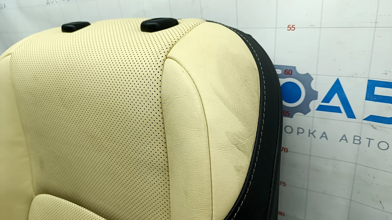 Upper passenger seat trim for Lexus NX300 NX300h 15-17, black and beige leather, heated, ventilated, type 1, dry-cleanable, scratches on leather