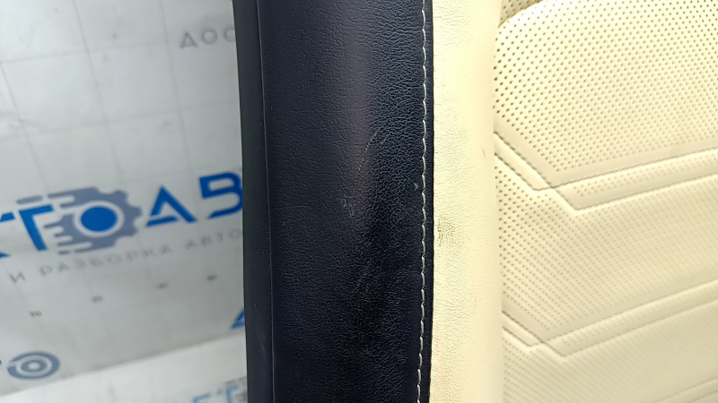 Upper passenger seat trim for Lexus NX300 NX300h 15-17, black and beige leather, heated, ventilated, type 1, dry-cleanable, scratches on leather
