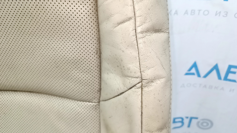 Lexus ES300h ES350 13-18 passenger seat back upholstery, beige, heated and ventilated, cracked leather, oxidized chips, needs dry cleaning