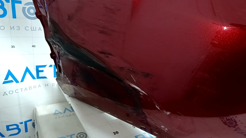Bare rear bumper for Lexus NX200t NX300h 15-17 with parking sensors, red, scratches, dents, abrasions, bumps, tears