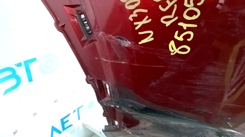 Bare rear bumper for Lexus NX200t NX300h 15-17 with parking sensors, red, scratches, dents, abrasions, bumps, tears