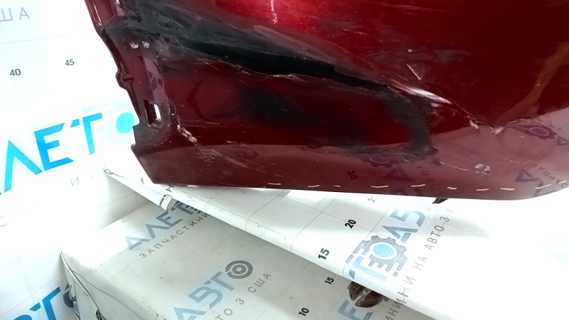 Bare rear bumper for Lexus NX200t NX300h 15-17 with parking sensors, red, scratches, dents, abrasions, bumps, tears