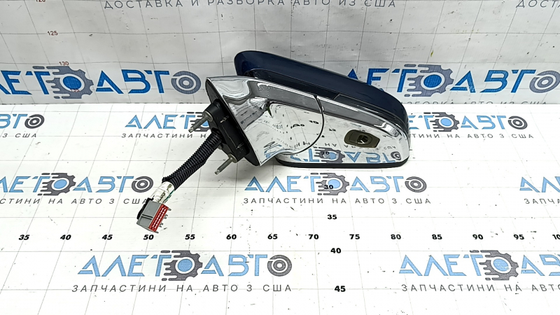 Left side mirror assembly for Lincoln MKZ 17-20, 16 pins, turn signal, heated, projection, auto-folding, auto-dimming, BSM, silver, chrome, chrome bumper