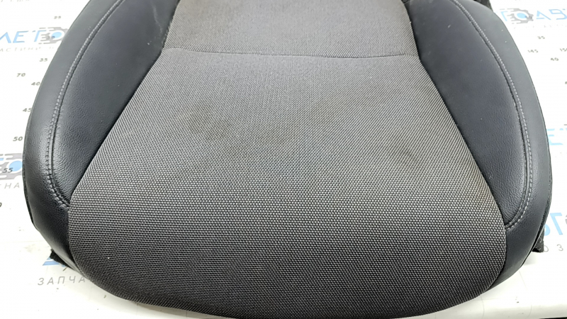 Honda Clarity 18-21 USA passenger seat cushion trim, gray cloth + black leather combination, heated, ready to clean